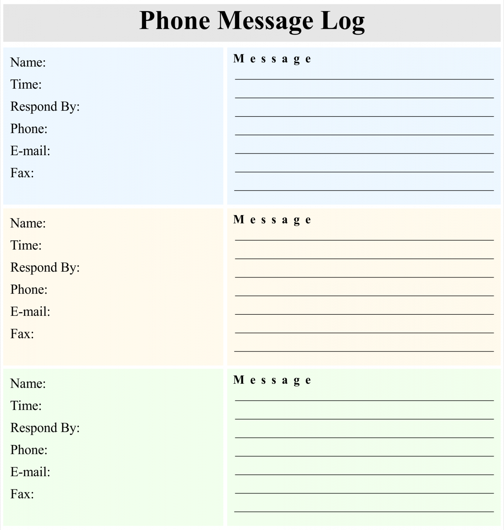 Best Printable Telephone Message Template - printablee