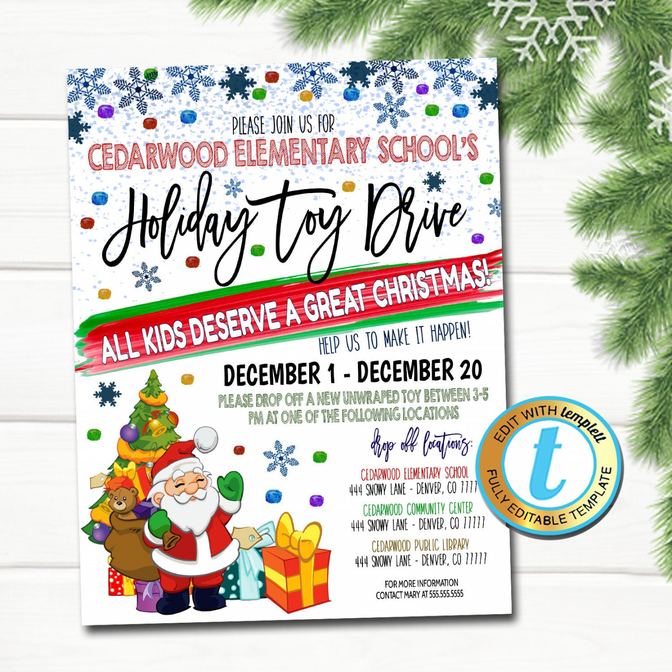 Holiday Toy Drive Event Flyer - Printable Template