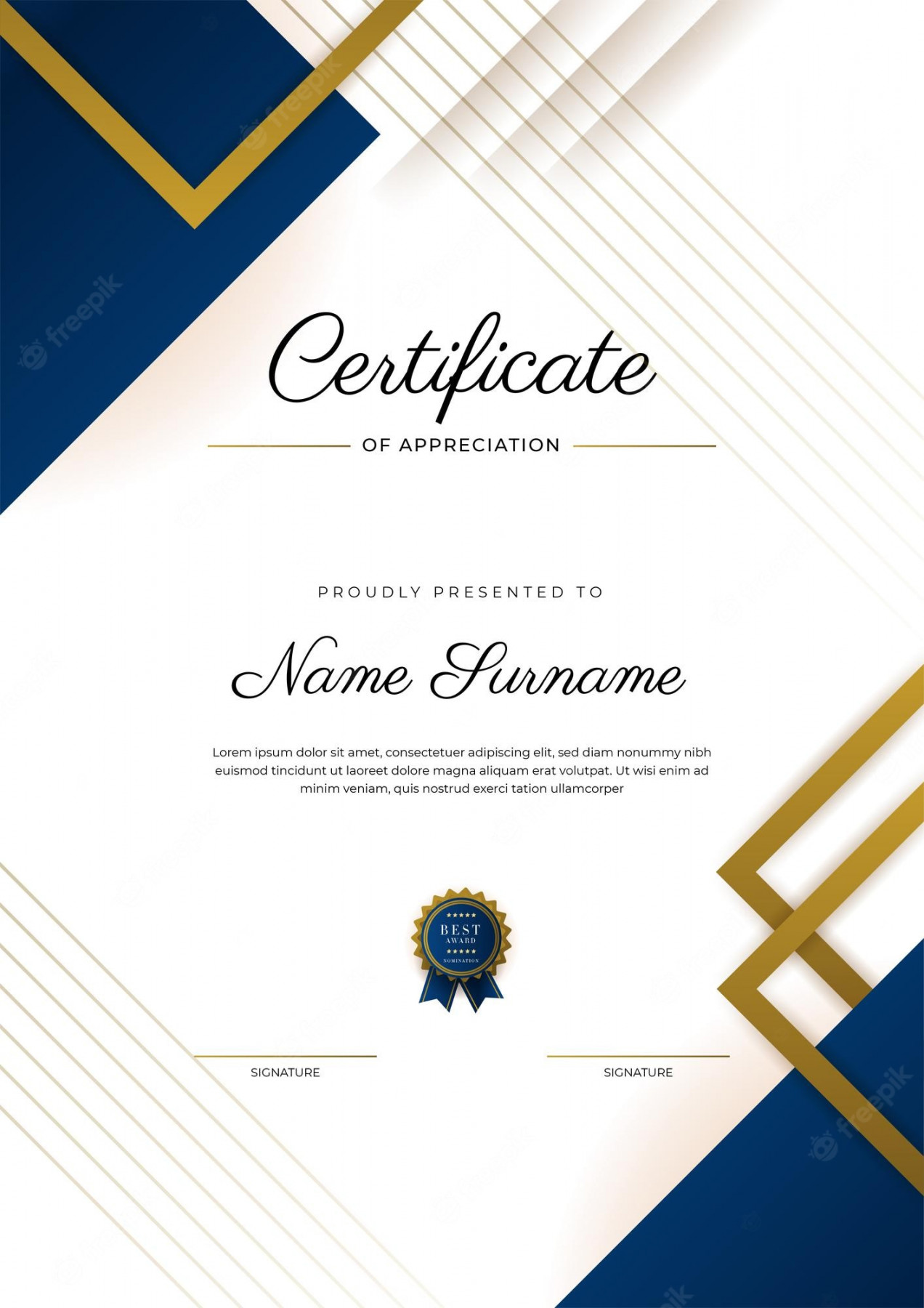 Premium Vector  Certificate of appreciation template gold and