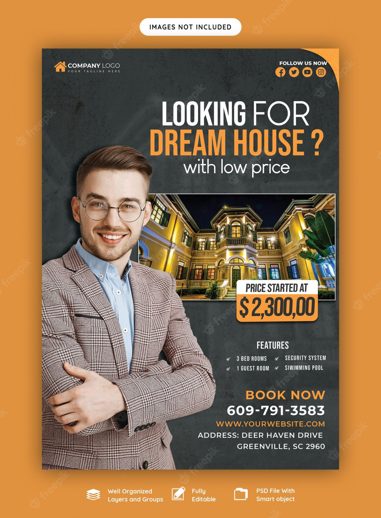 Real Estate Agent Flyer PSD, ,+ High Quality Free PSD