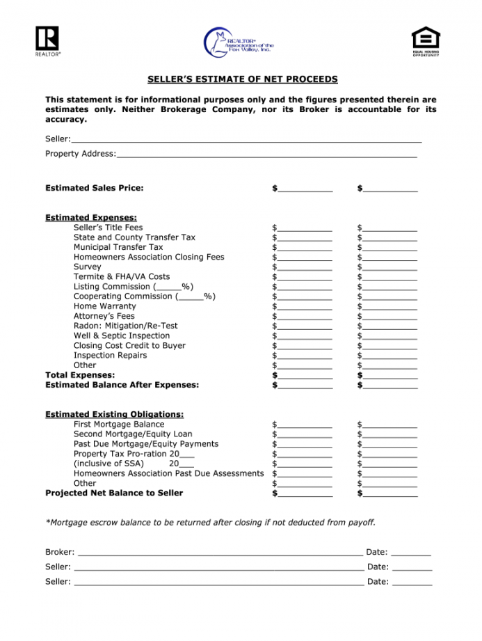 Seller Net Sheet Template - Fill Online, Printable, Fillable, Blank