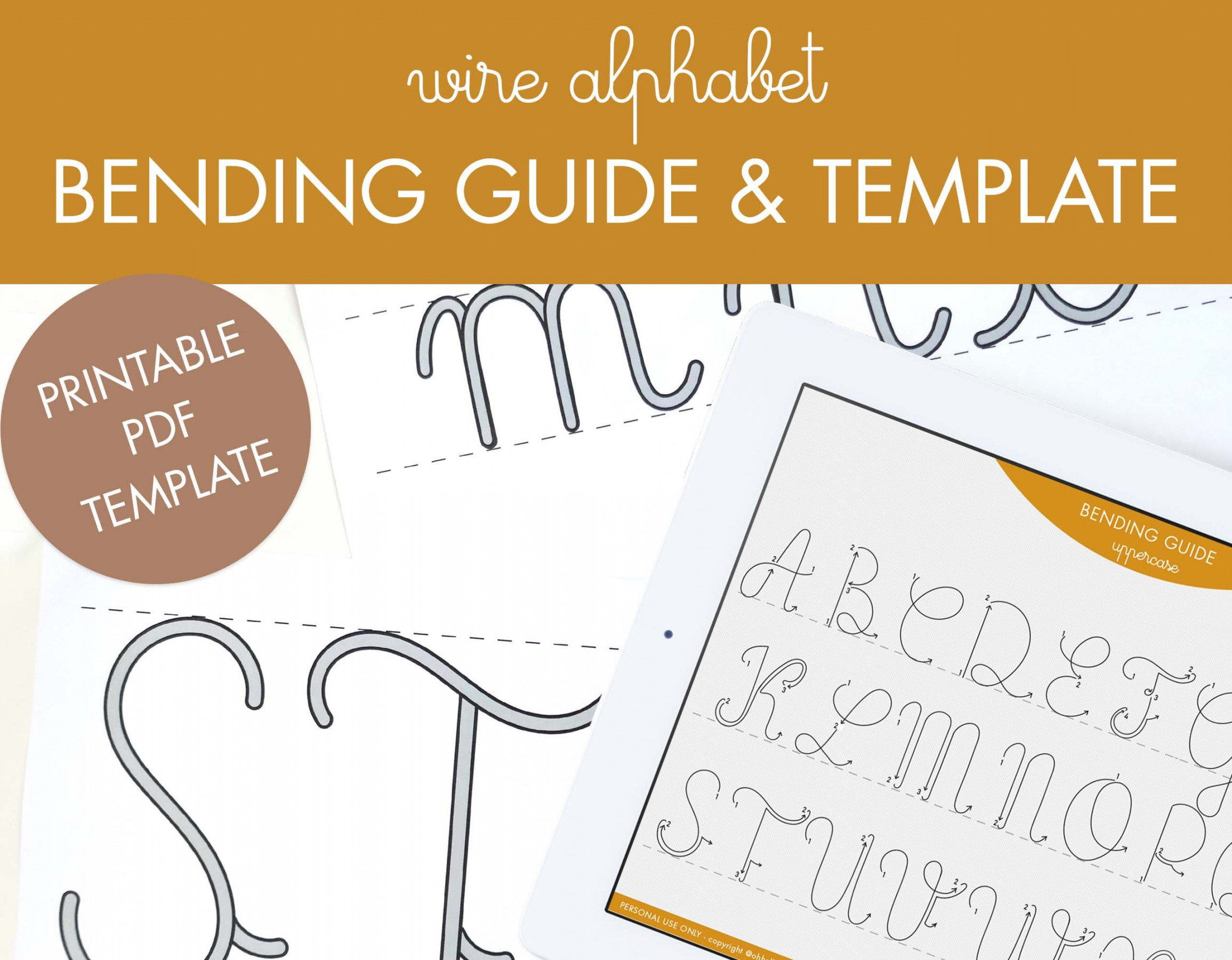 Wire alphabet template and bending guide printable template - Etsy