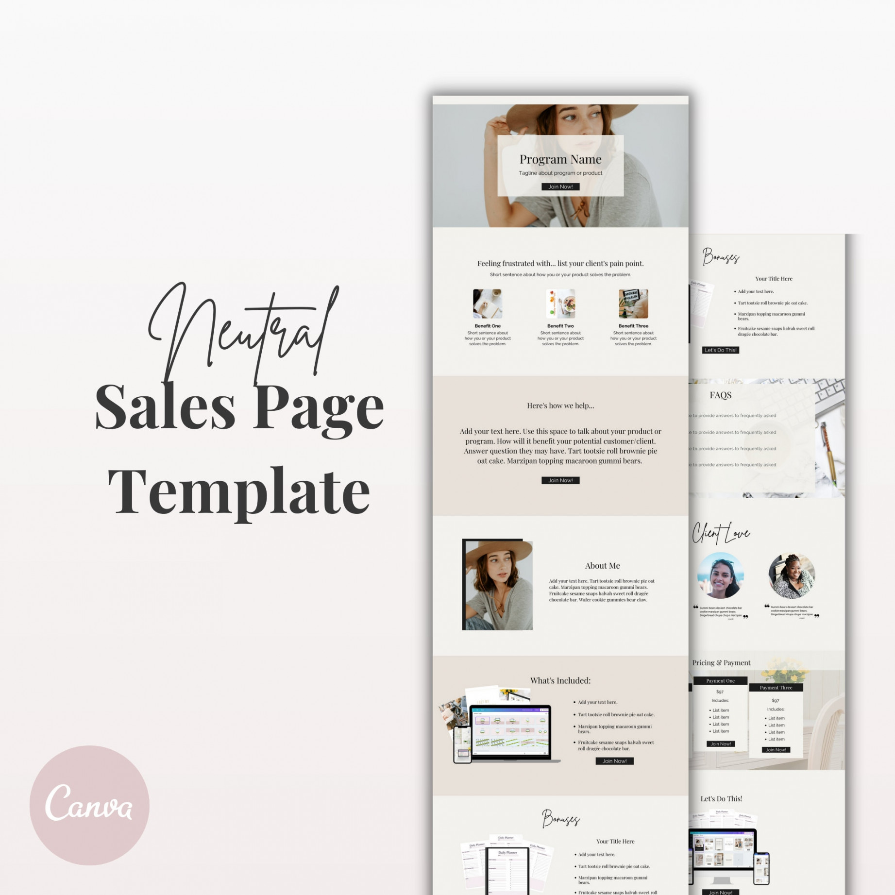 Canva Sales Page Template Landing Page Template Canva - Etsy