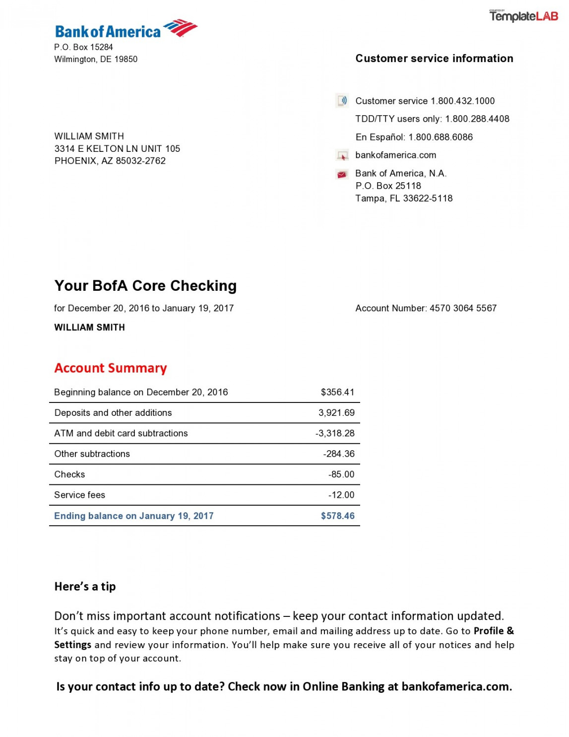 Editable Bank Statement Templates [FREE] ᐅ TemplateLab