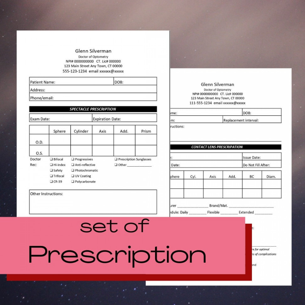 Editable Prescription Set for Optometry / Contact Lens & - Etsy