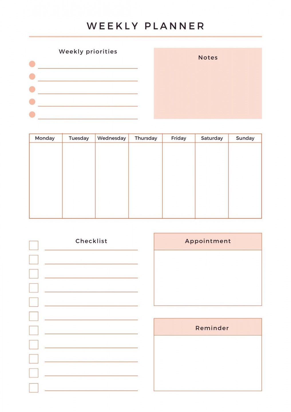 Free and customizable weekly planner templates  Canva