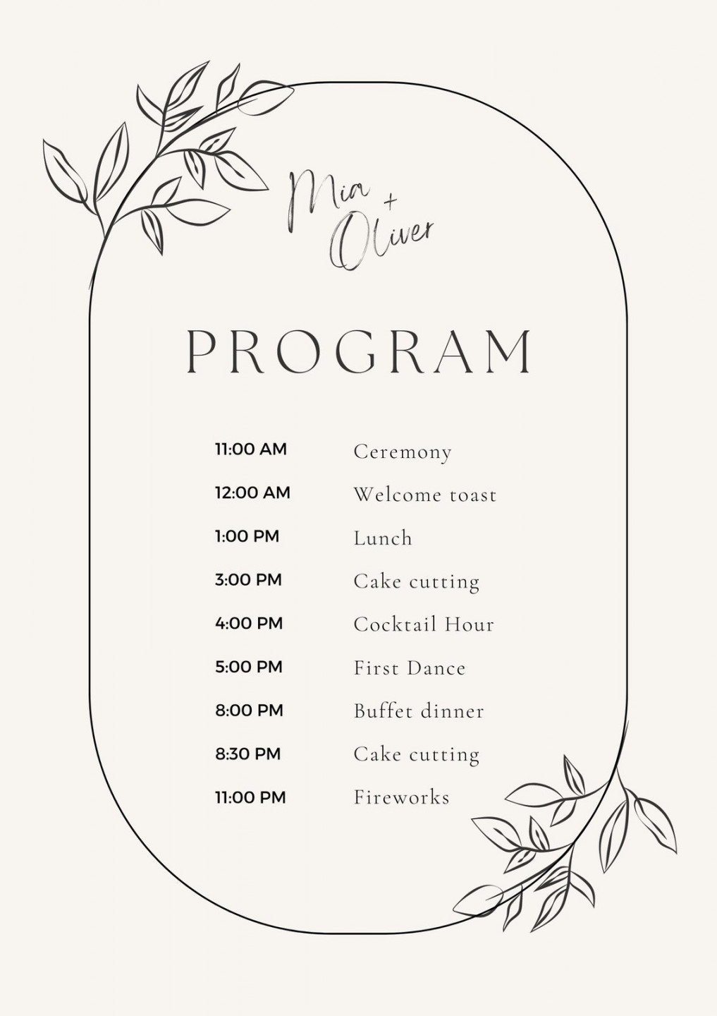 Free, custom printable wedding program templates  Canva