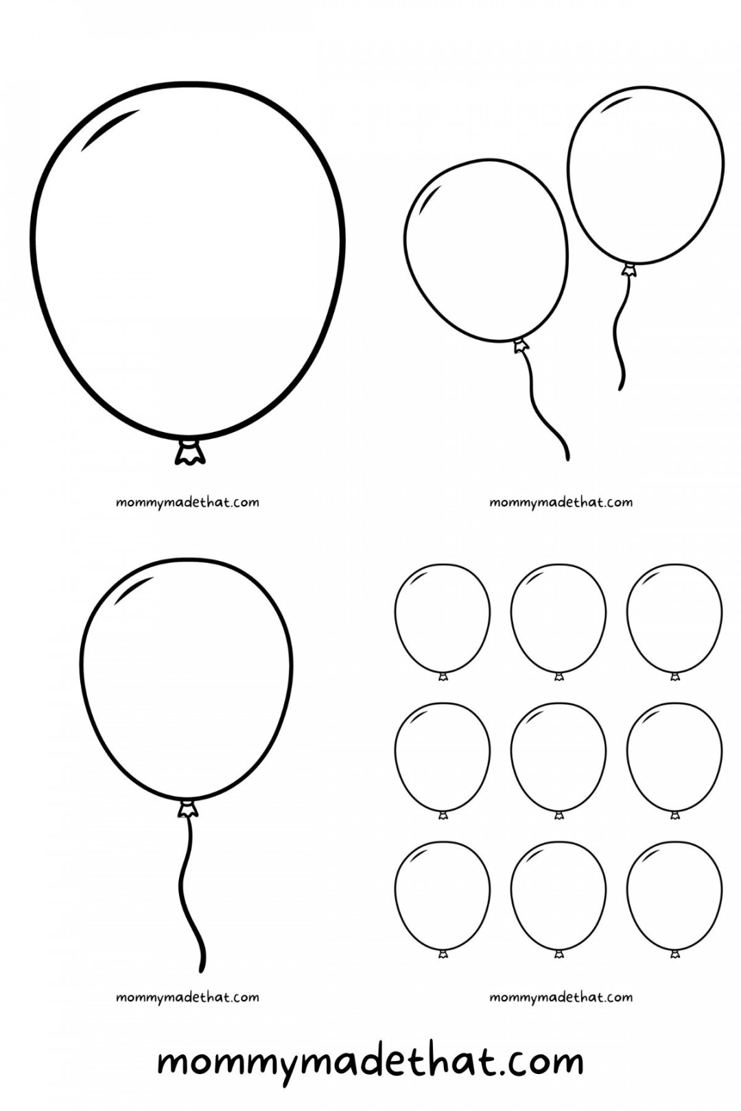 Free Printable Balloon Templates (Different Sizes!!)