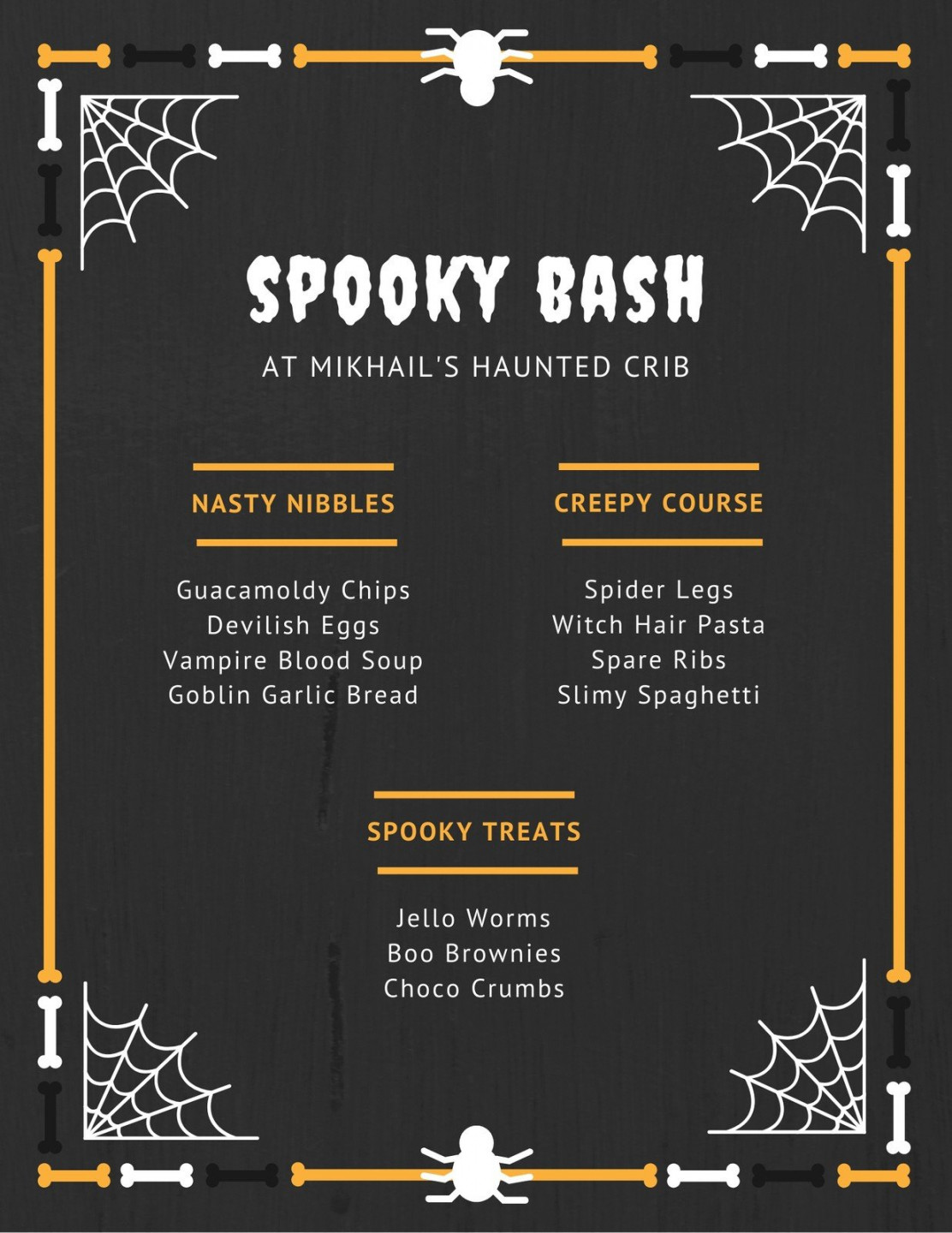 Free, printable, customizable Halloween menu templates  Canva