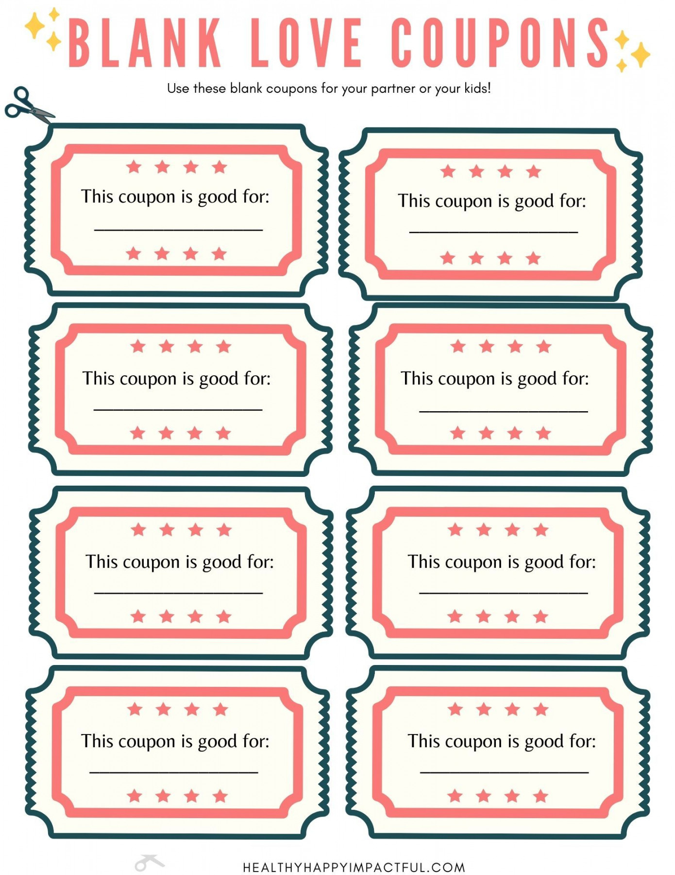 Free Printable Love Coupons Template (Instant DIY Gift)  Love