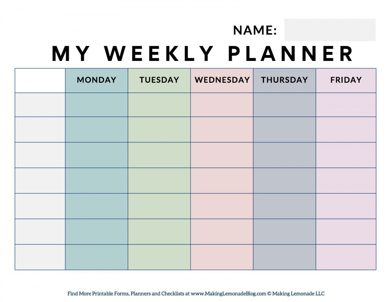 Free Printable Weekly Student Planner - Making Lemonade  Student