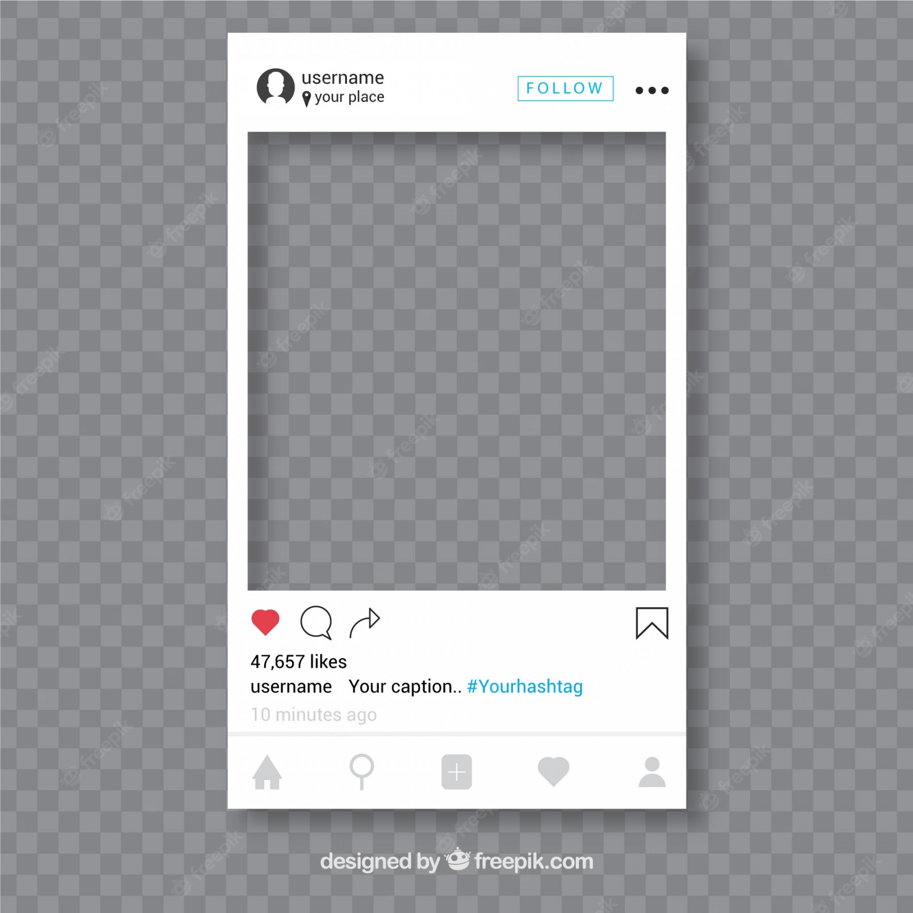 Free Vector  Instagram post with transparent background