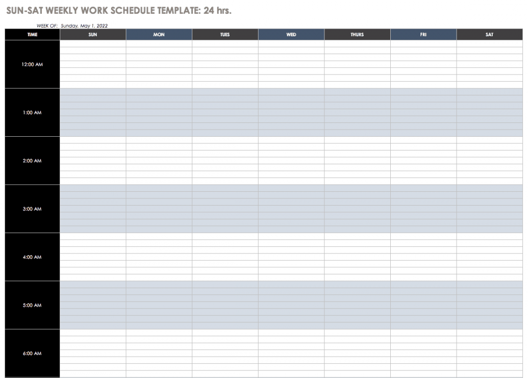 Free Work Schedule Templates for Word and Excel Smartsheet