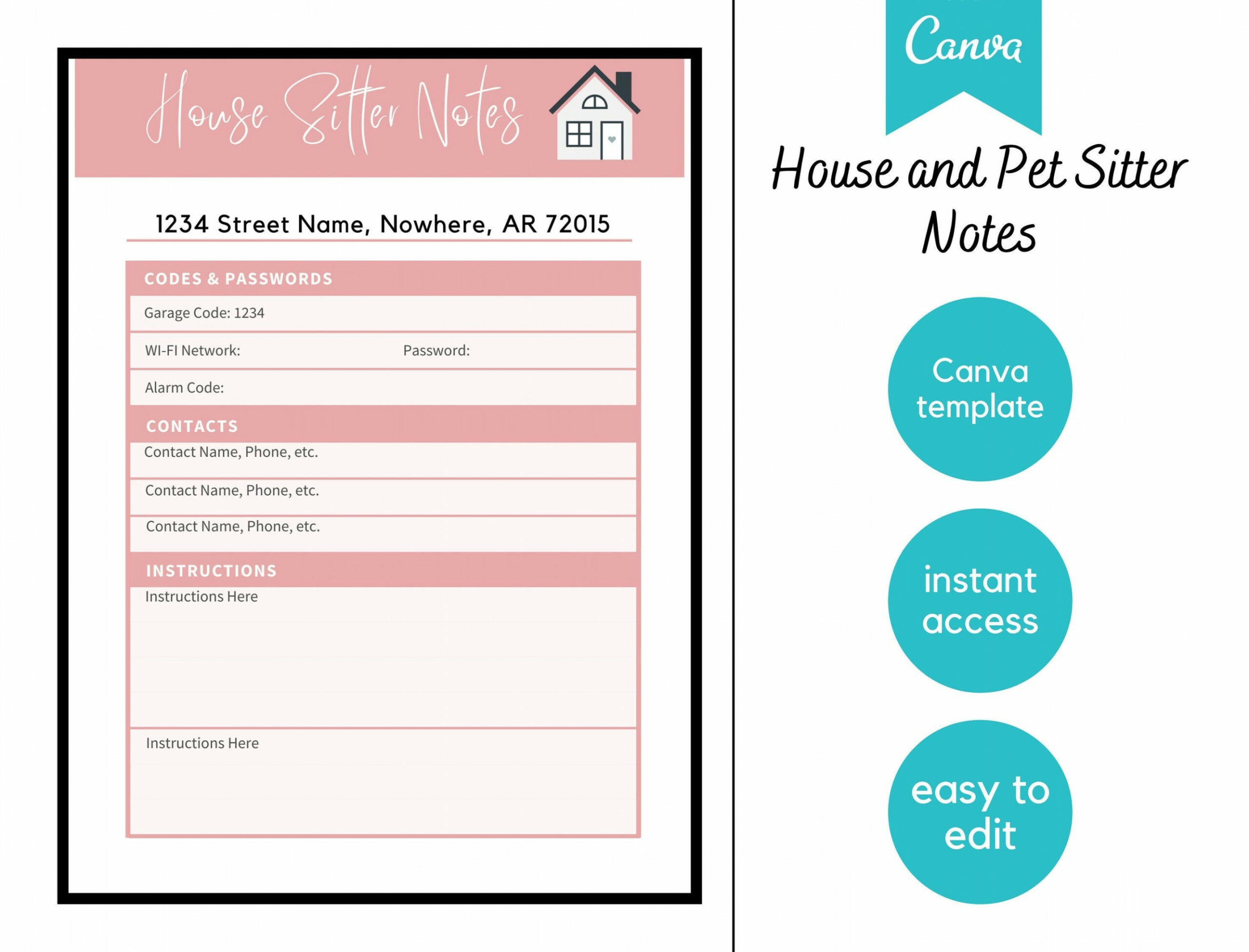 House Sitter Pet Sitter Anleitung Canva Template Digital - Etsy