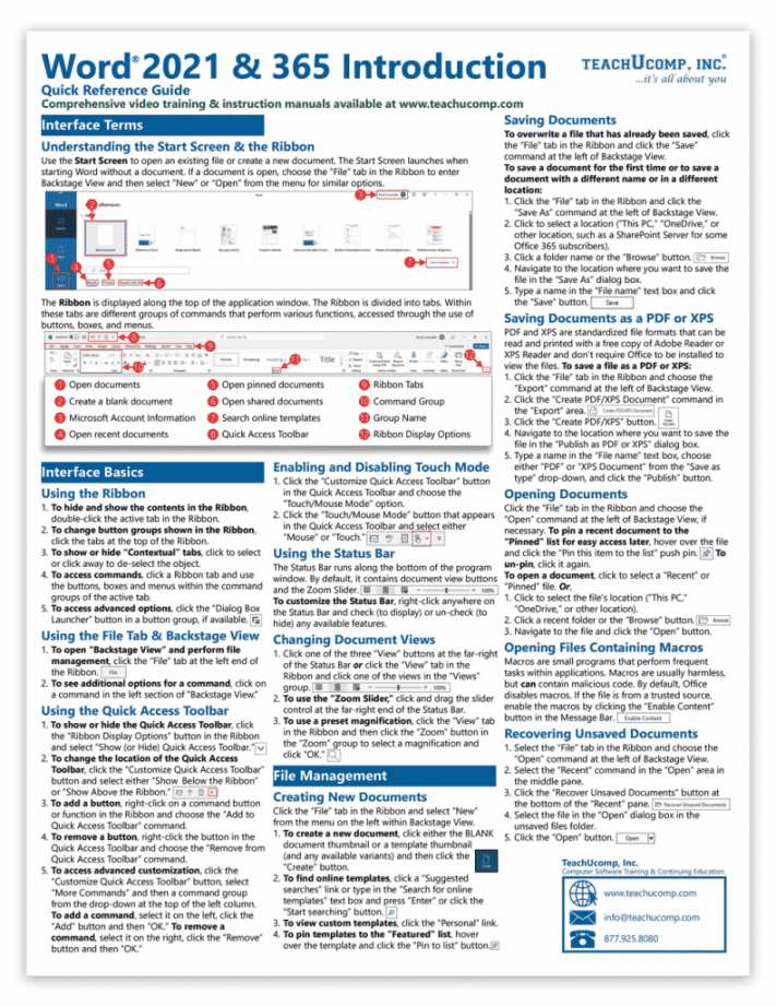 Microsoft Word Cheat Sheet Now Available at TeachUcomp, Inc.