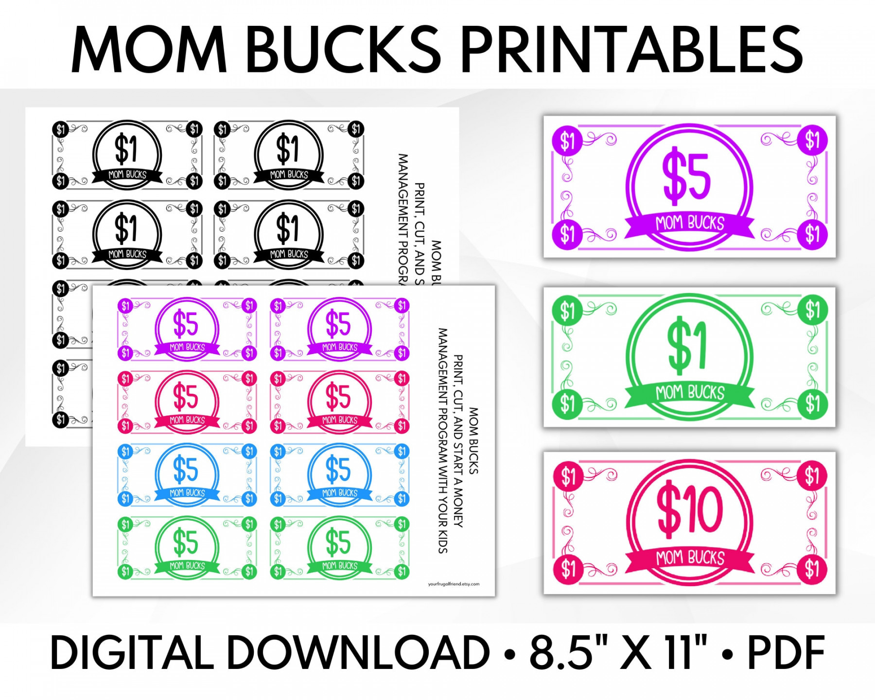 Mom Bucks Printable Behavior Bucks Chore Bucks Reward - Etsy Finland