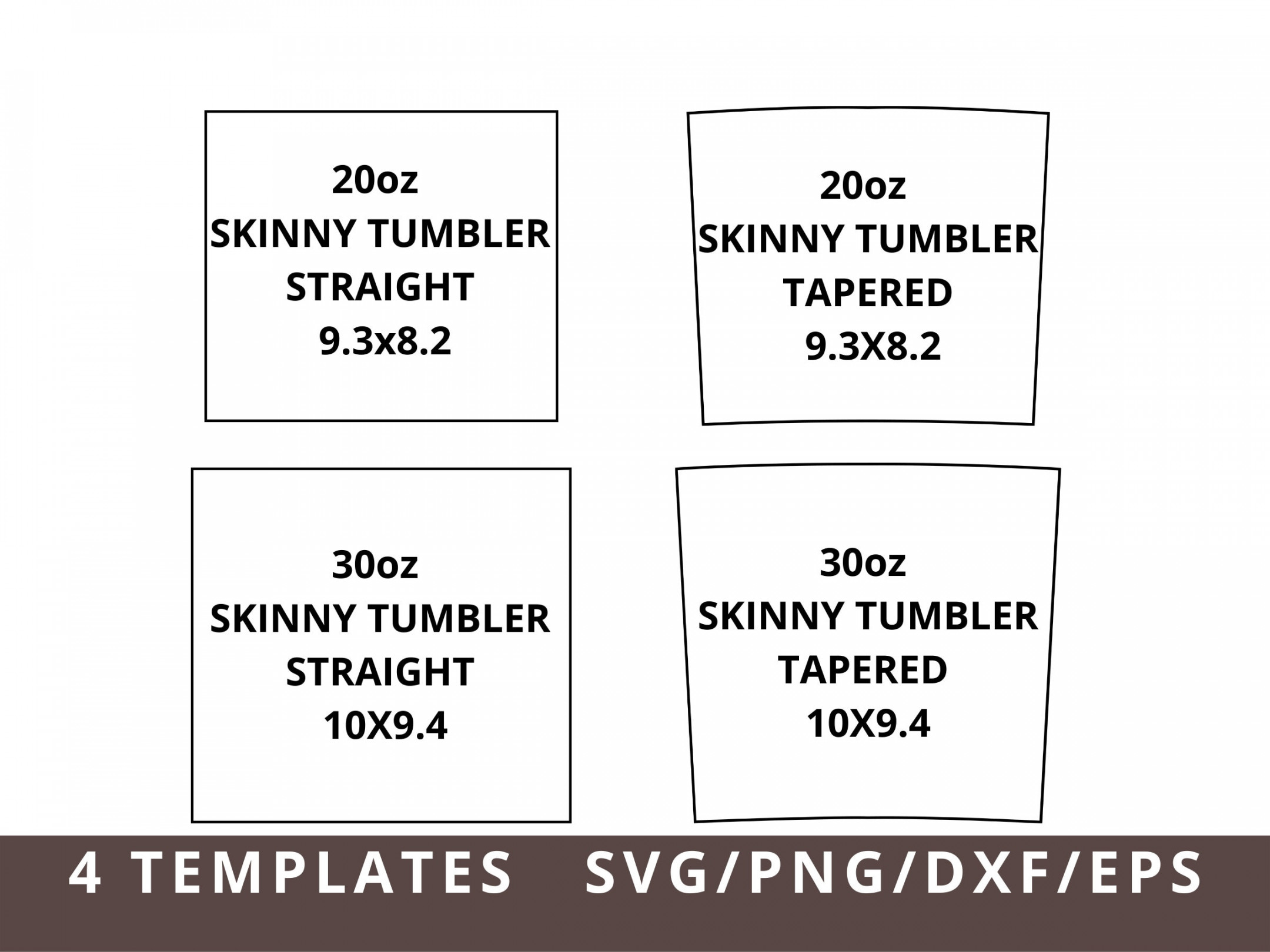 oz Skinny Tumbler Template Tapered Straight Tumbler Template - Etsy