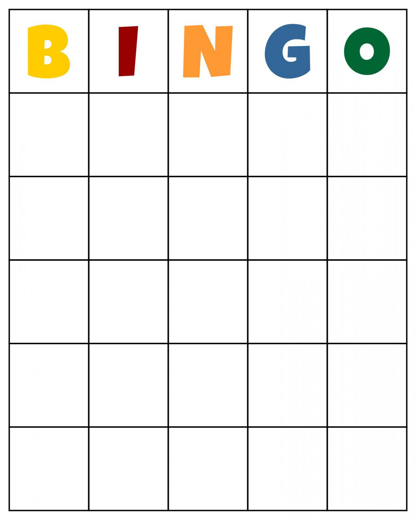 Printable Blank Bingo Cards Template  Bingo card template, Bingo