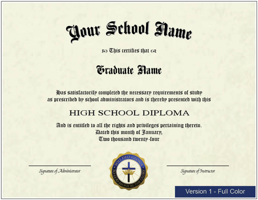 Printable High School Diploma for Homeschools