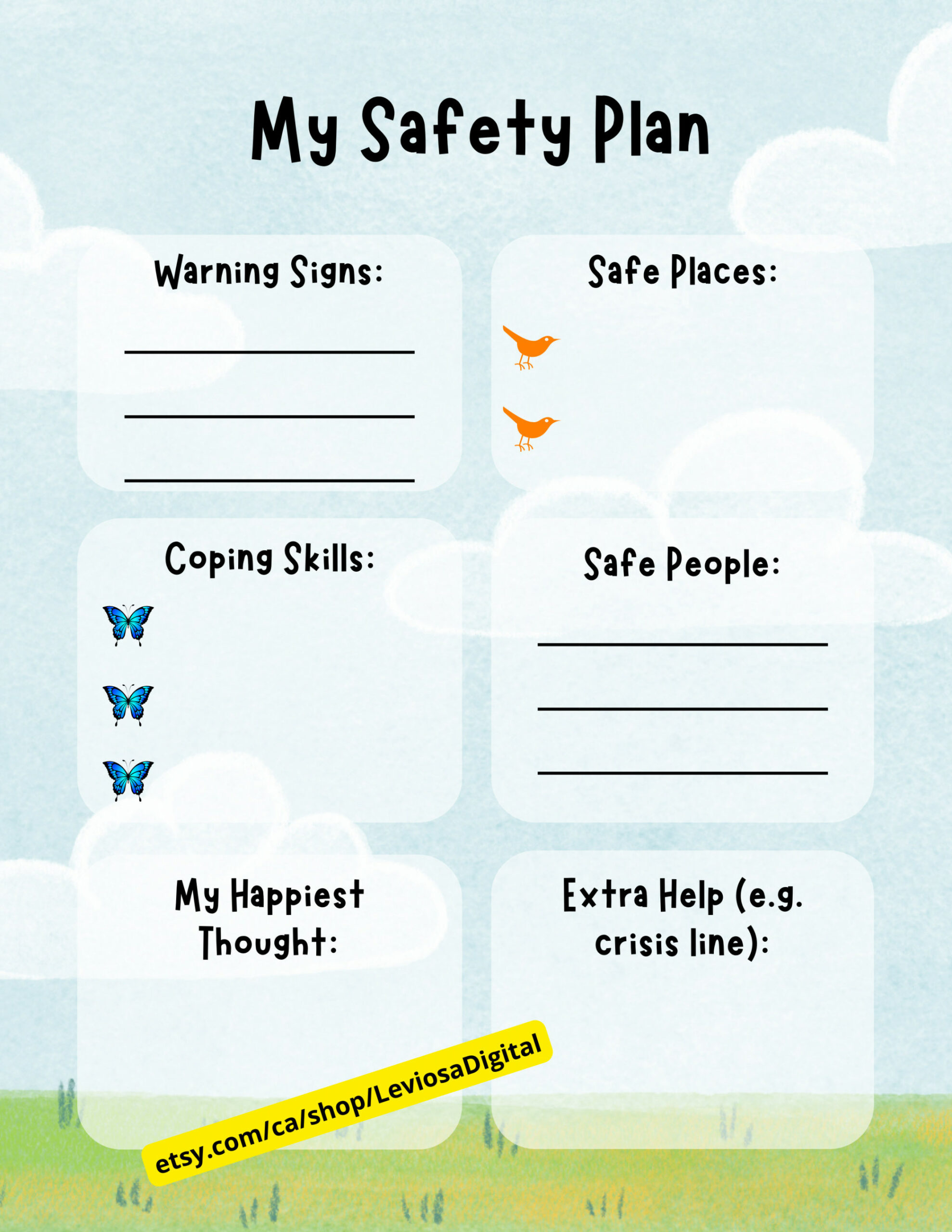 Safety Plan Template Pack Kids Youth Digital Download Crisis - Etsy