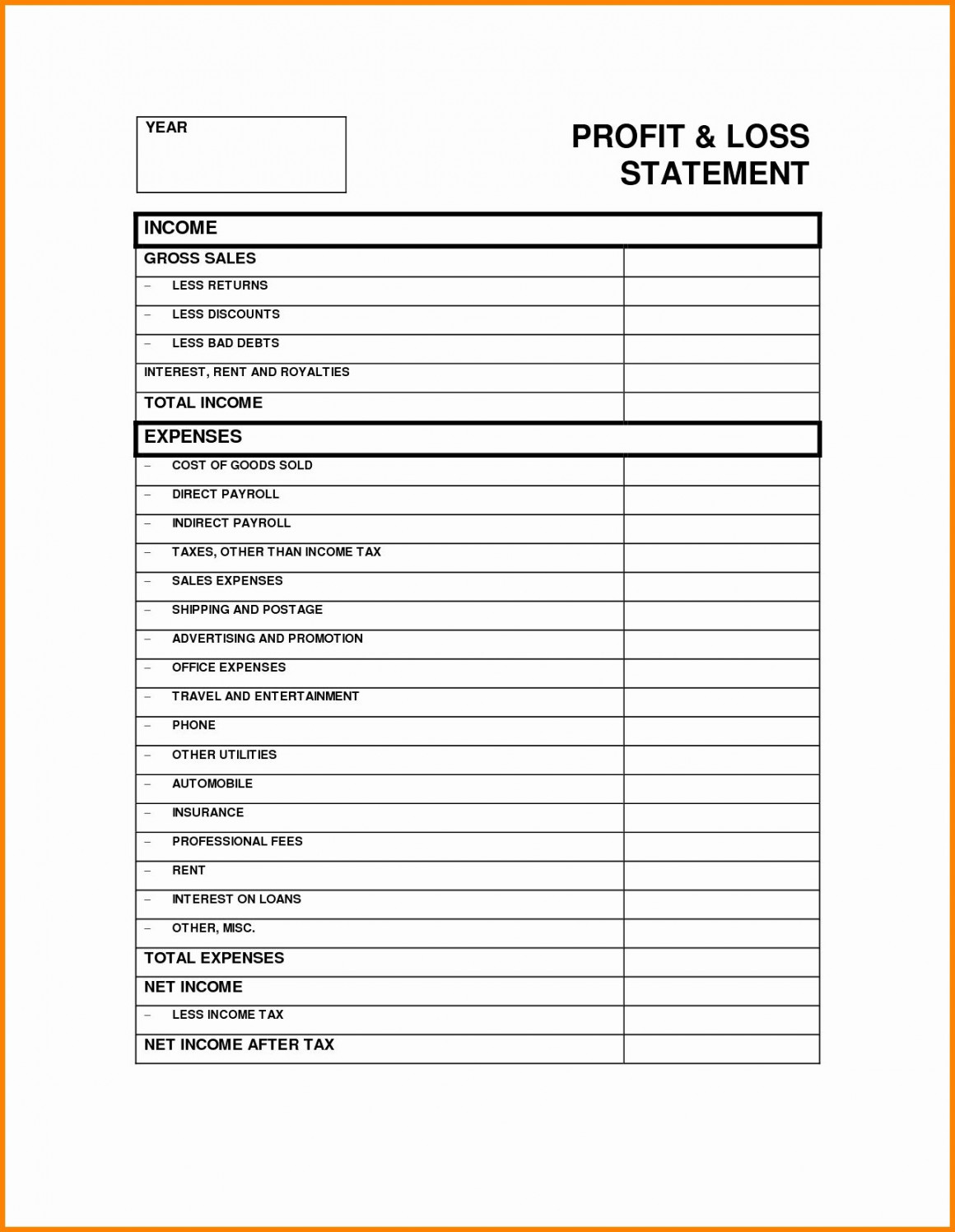 Self Employment Income Statement Template Beautiful Business