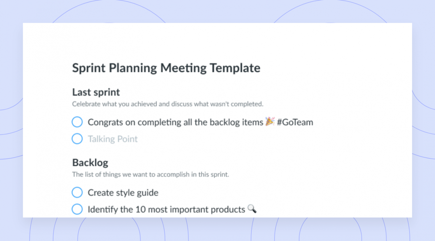 Sprint Planning Meeting and Agenda Template  Fellow