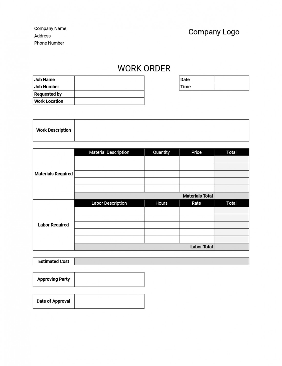 Work Order Templates: Download & Print for Free!