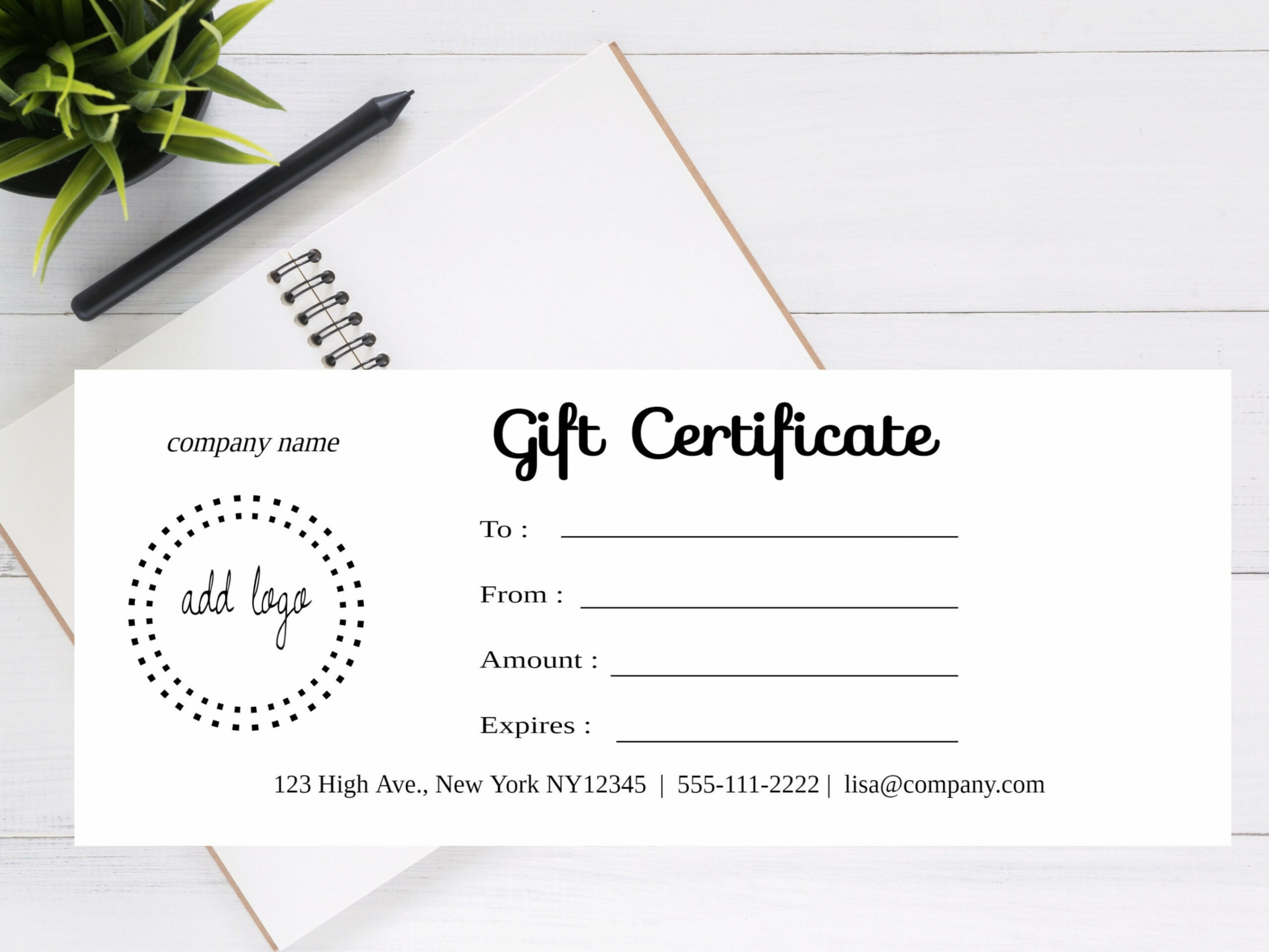 ADD LOGO Minimalist DIY Gift Certificate Template Editable - Etsy