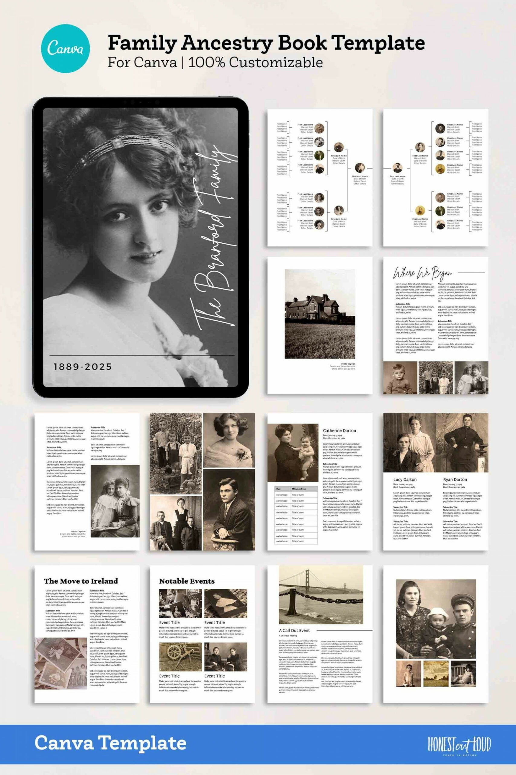 Ancestry Book Template Family Tree Family History and - Etsy