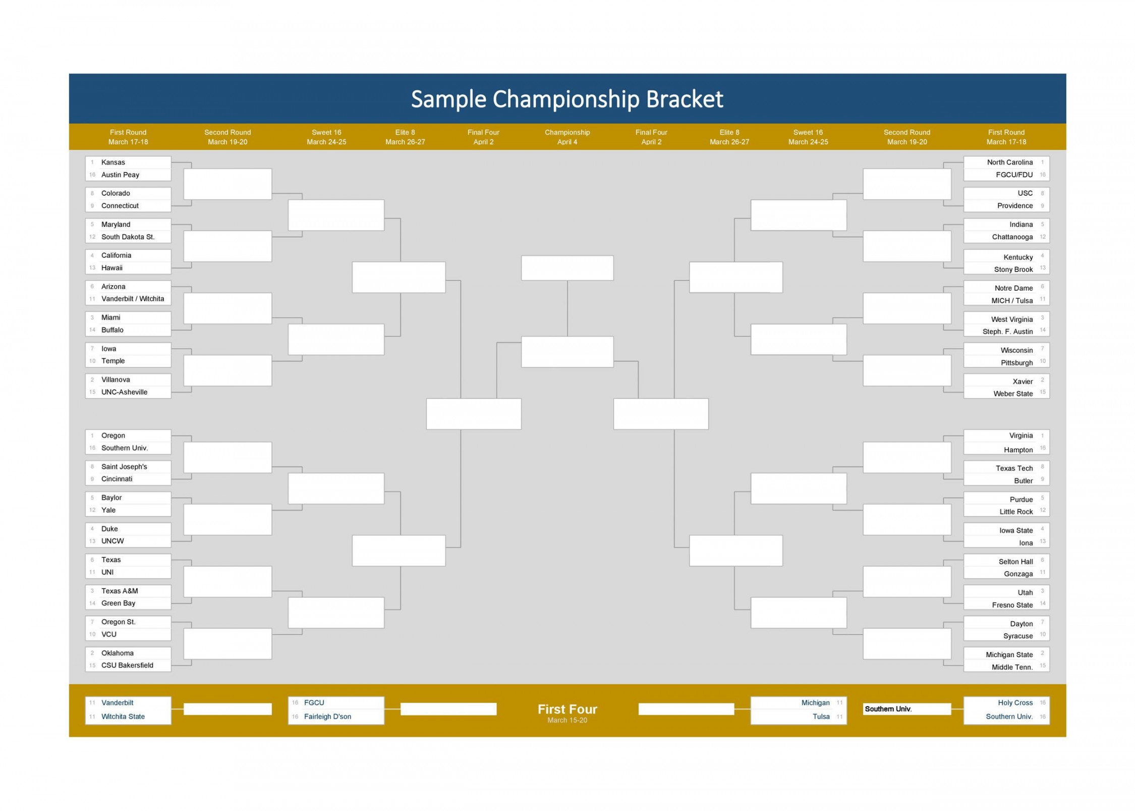 Blank Tournament Bracket Templates (&% FREE) ᐅ TemplateLab