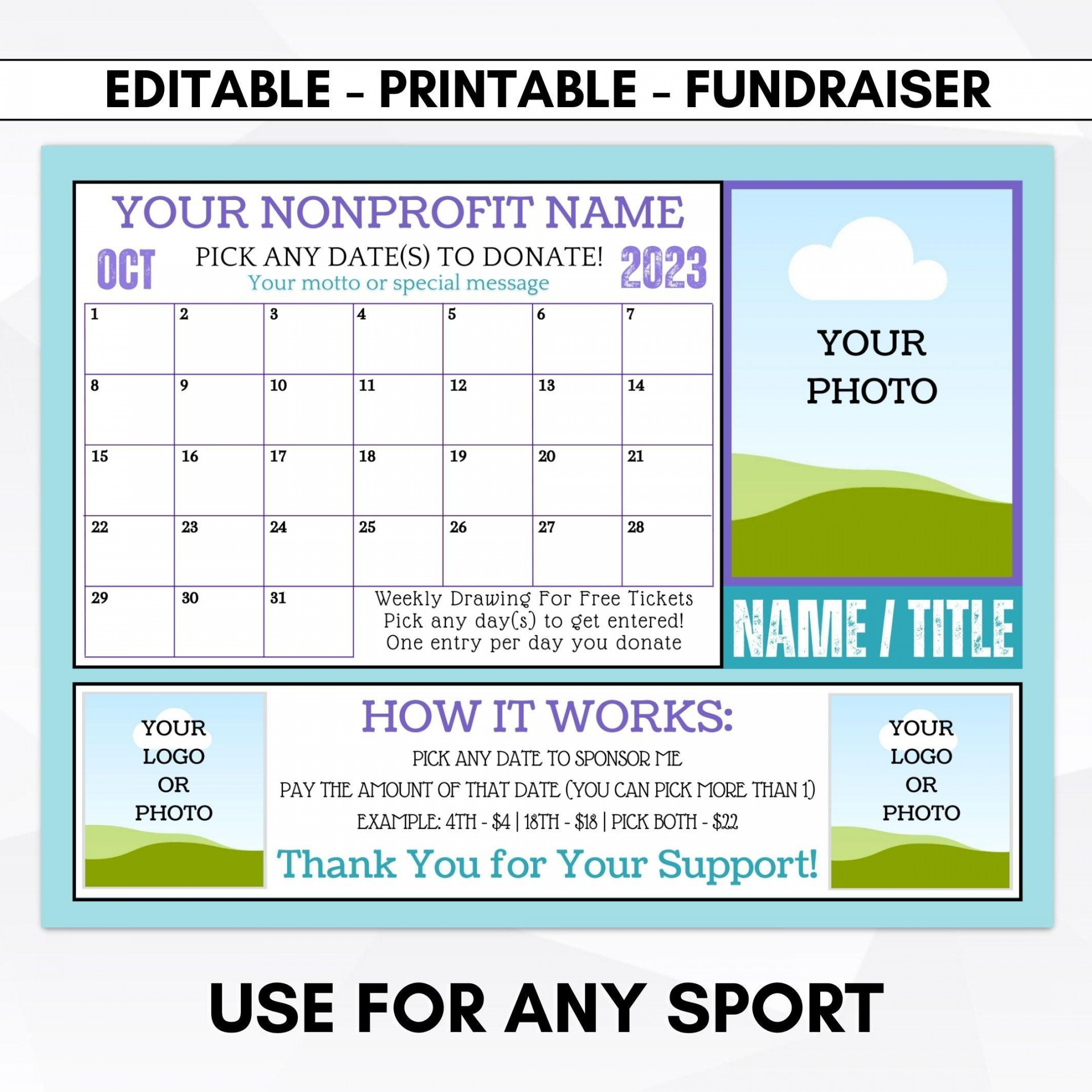 Calendar Fundraiser Templates - Any Sport – Simple Desert Designs