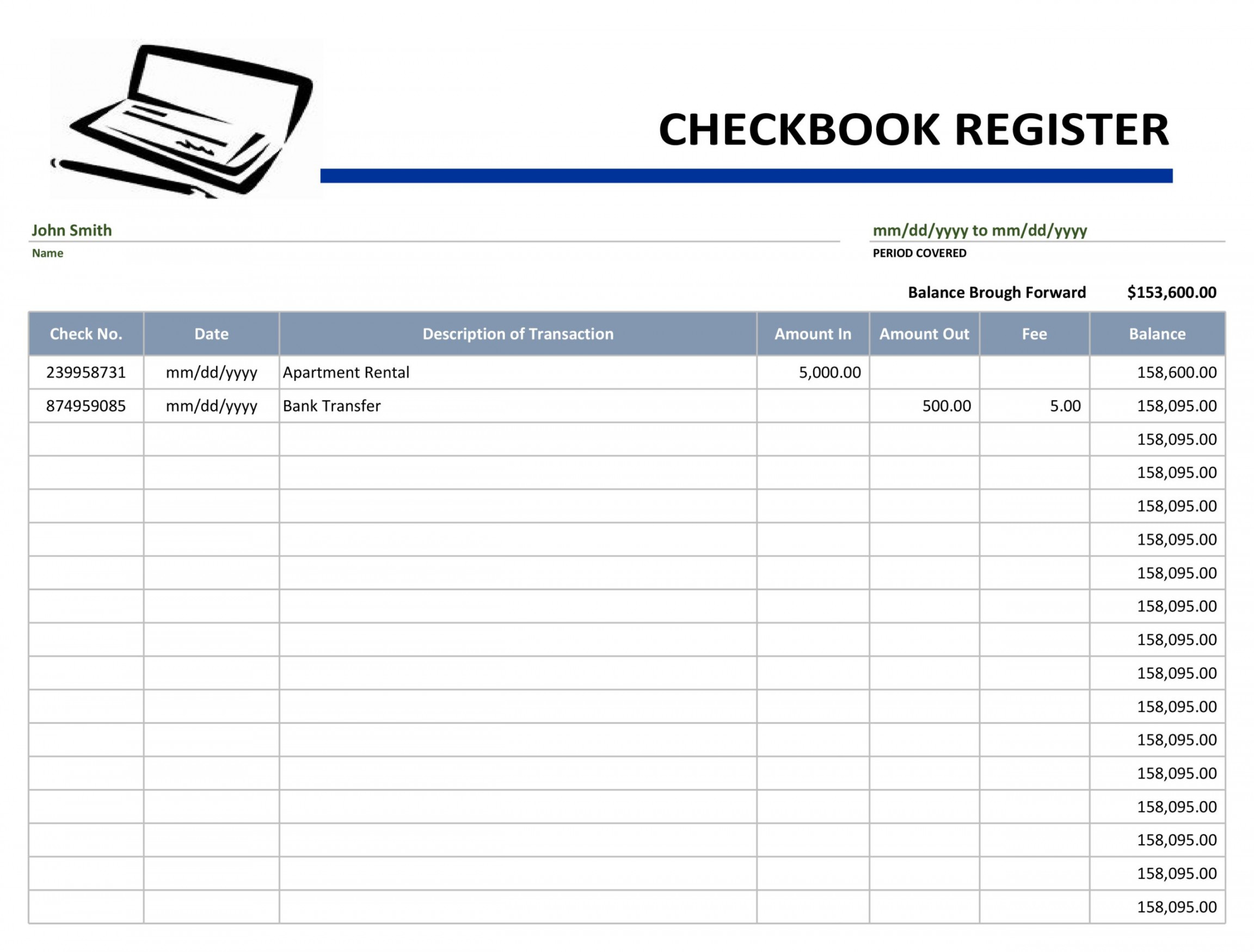 Checkbook Register Templates [% Free, Printable] ᐅ TemplateLab