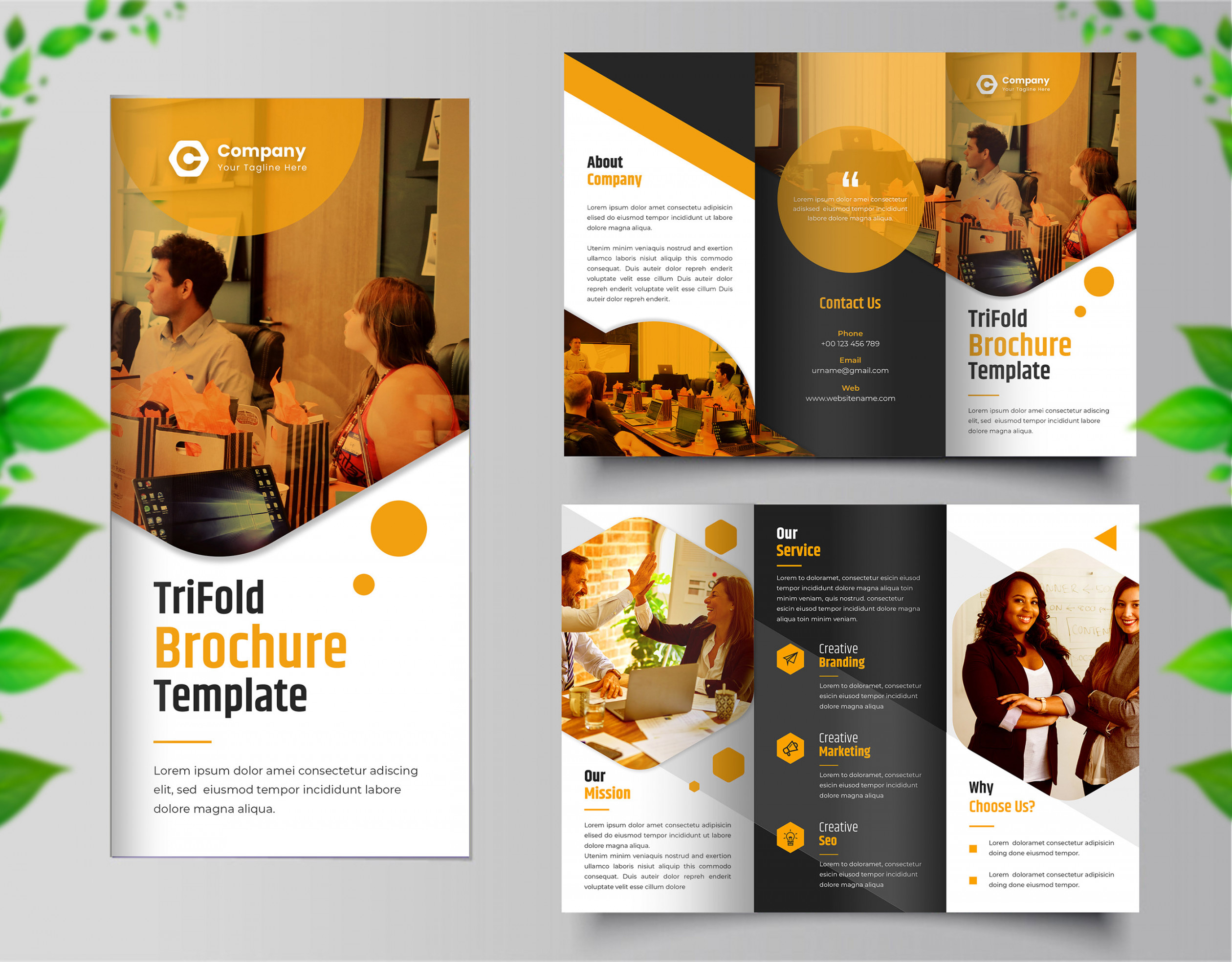 Corporate Business Tri-Fold Brochure Design Template on Behance