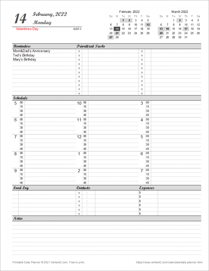 Daily Planner Template - Free Printable Daily Planner for Excel