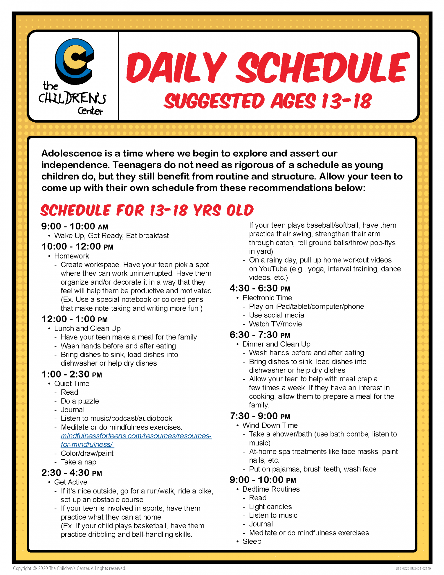 Daily Schedule • Ages - - The Children