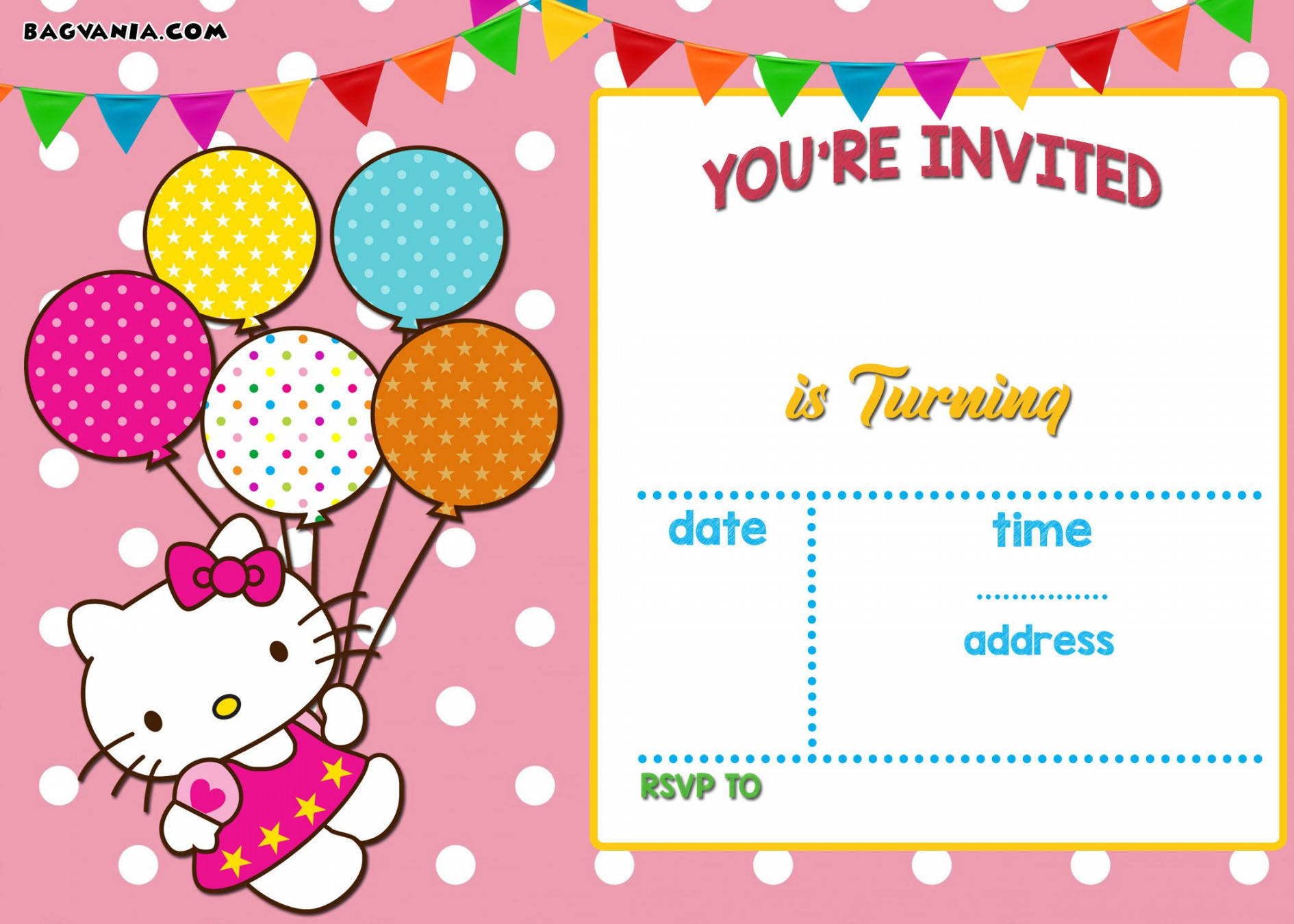 Download FREE Printable Hello Kitty Invitation Templates Theme