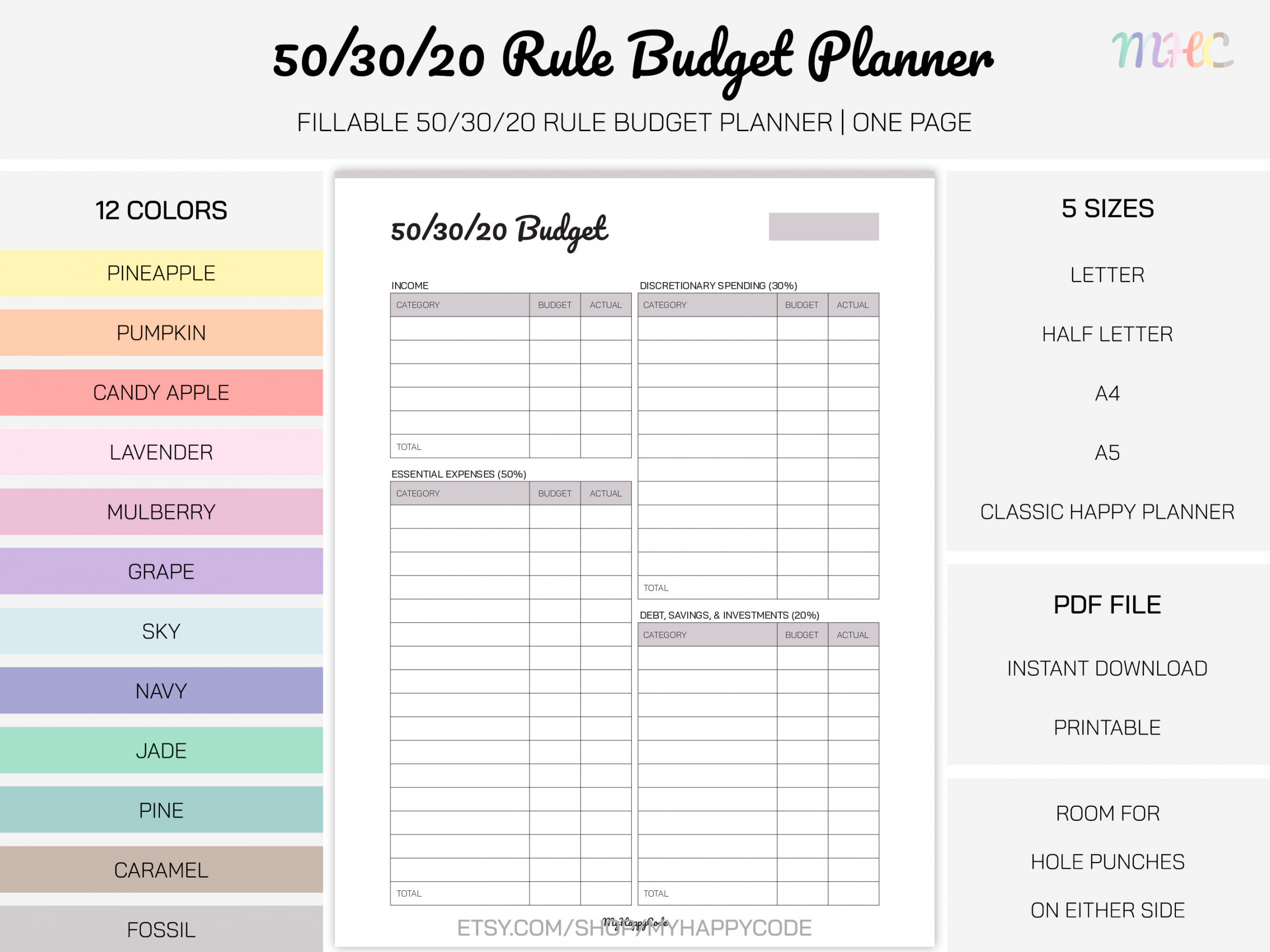 Fillable // Rule Budget Planner Printable // - Etsy