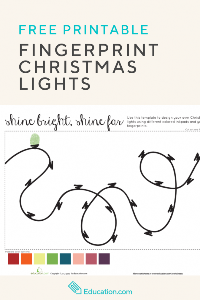 Fingerprint Christmas Lights  Worksheet  Education