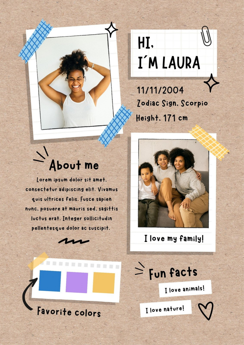 Free and customizable about me templates