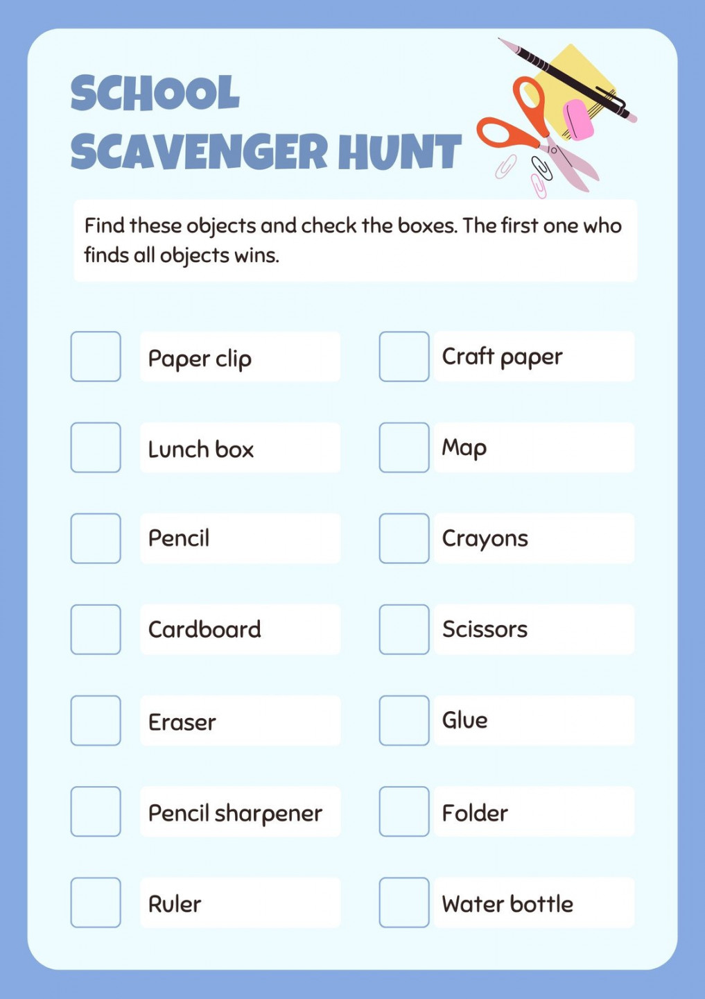 Free and customizable scavenger hunt templates