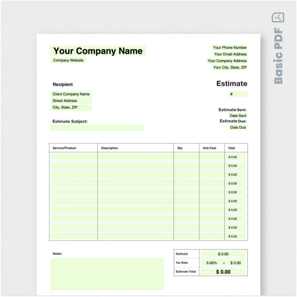 Free Estimate Template - Customize & Download  Jobber Free Tools