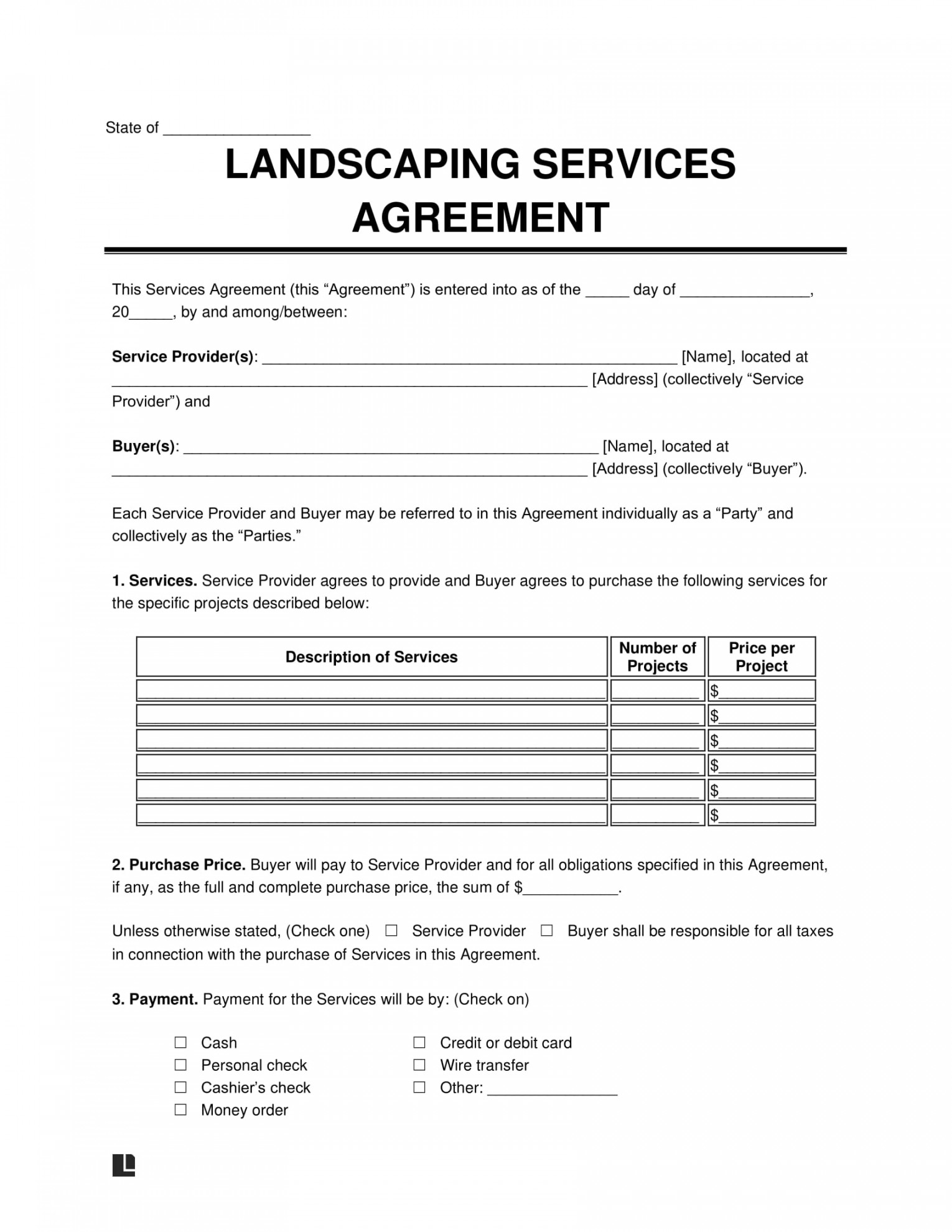 Free Landscaping Contract Template - PDF & Word  Legal Templates