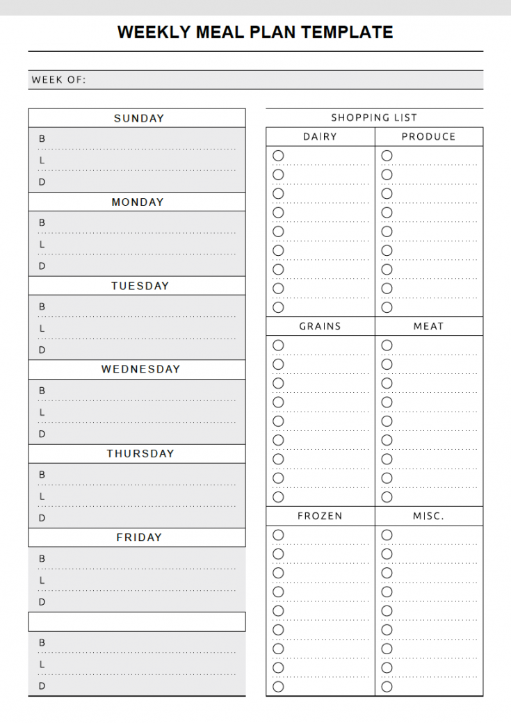 Free Meal Planning Templates  PDF  WORD