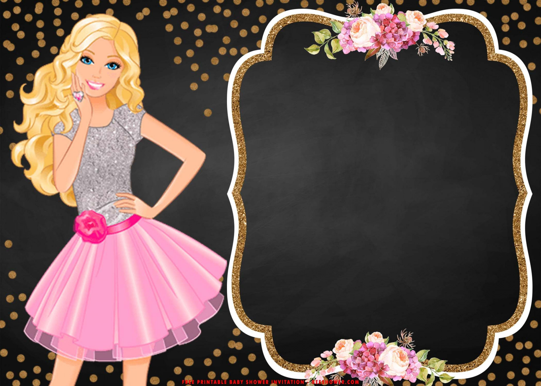 FREE Printable) - Barbie Birthday Invitation Templates  Barbie