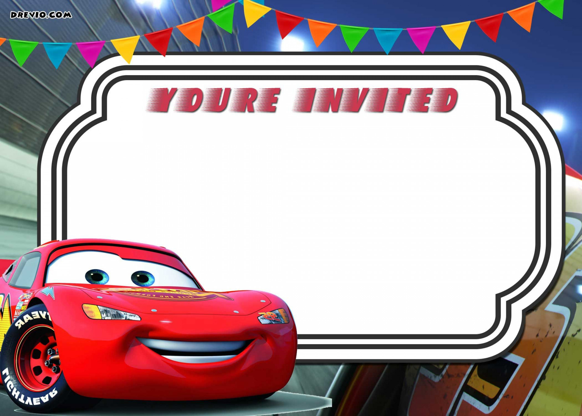 FREE Printable Cars  Lightning McQueen Invitation Template  Cars