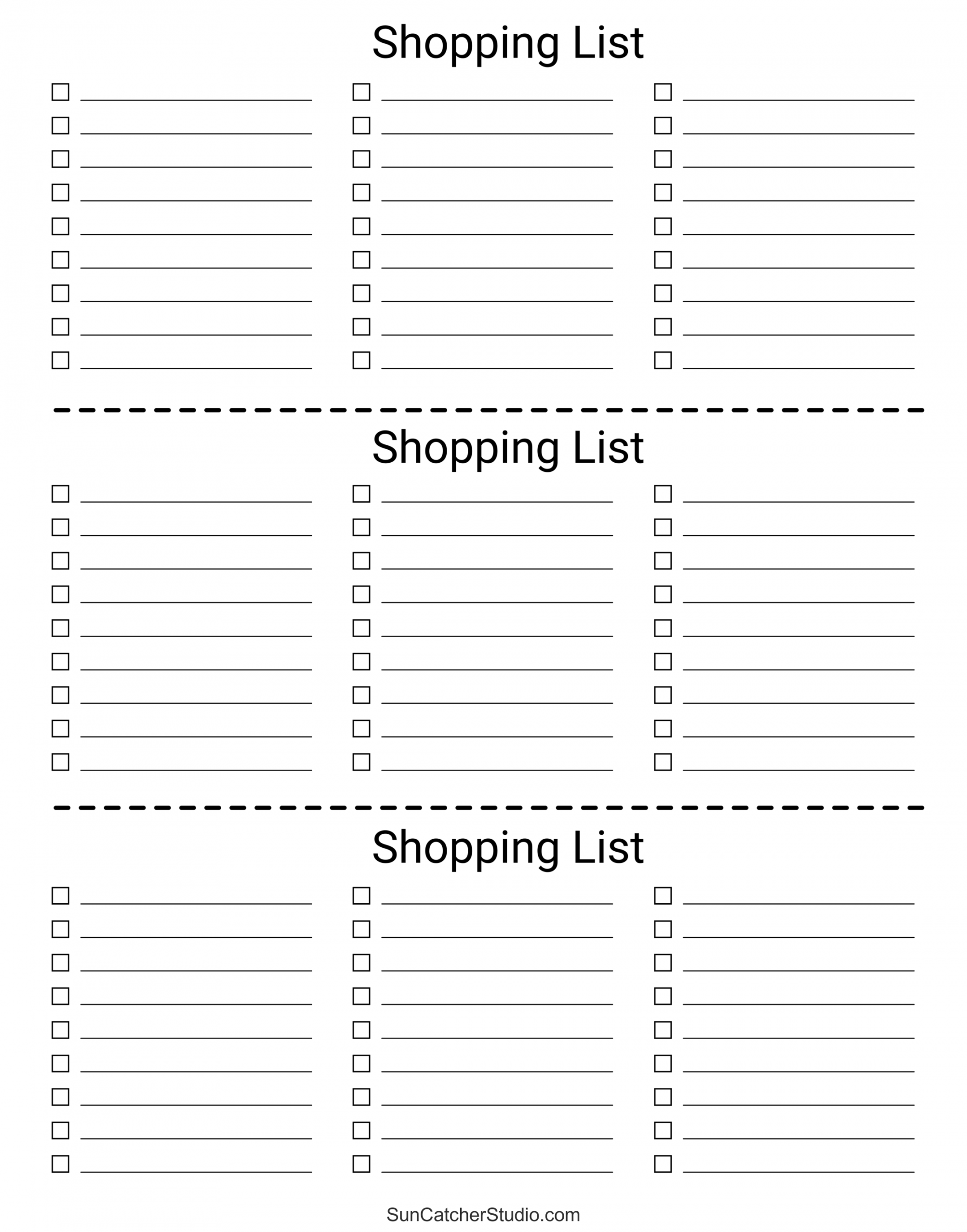 Free Printable Grocery List Templates (PDF): Shopping Lists – DIY