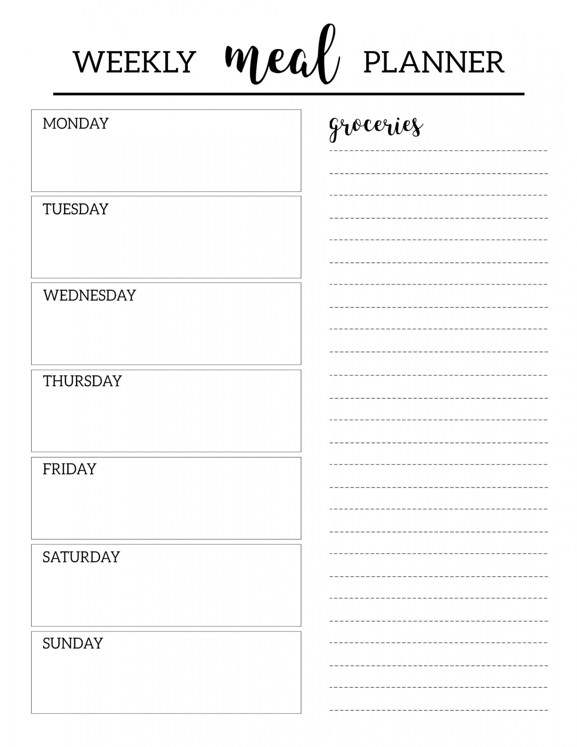 Free Printable Meal Planner Template - Paper Trail Design  Meal