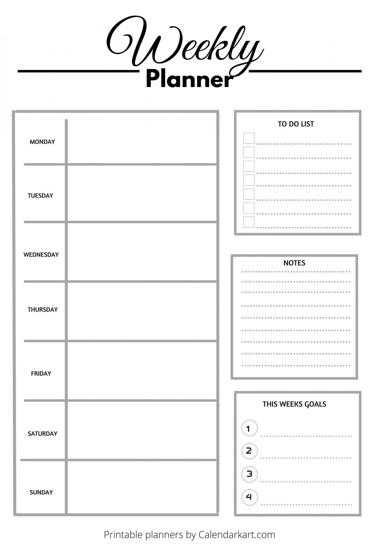 Free Printable Weekly Planner Templates - CalendarKart