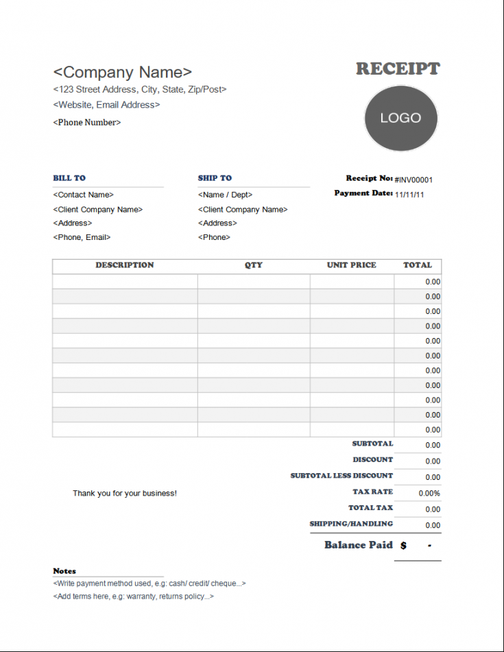 Free Receipt Templates - Invoice Simple