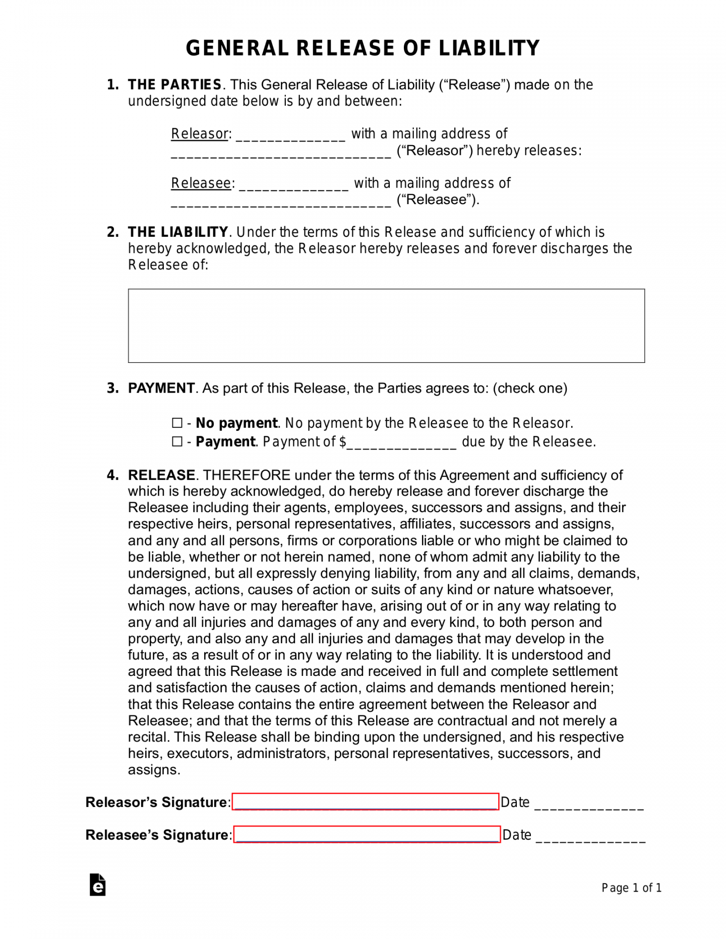 Free Release of Liability (Waiver) Forms () - PDF  Word – eForms